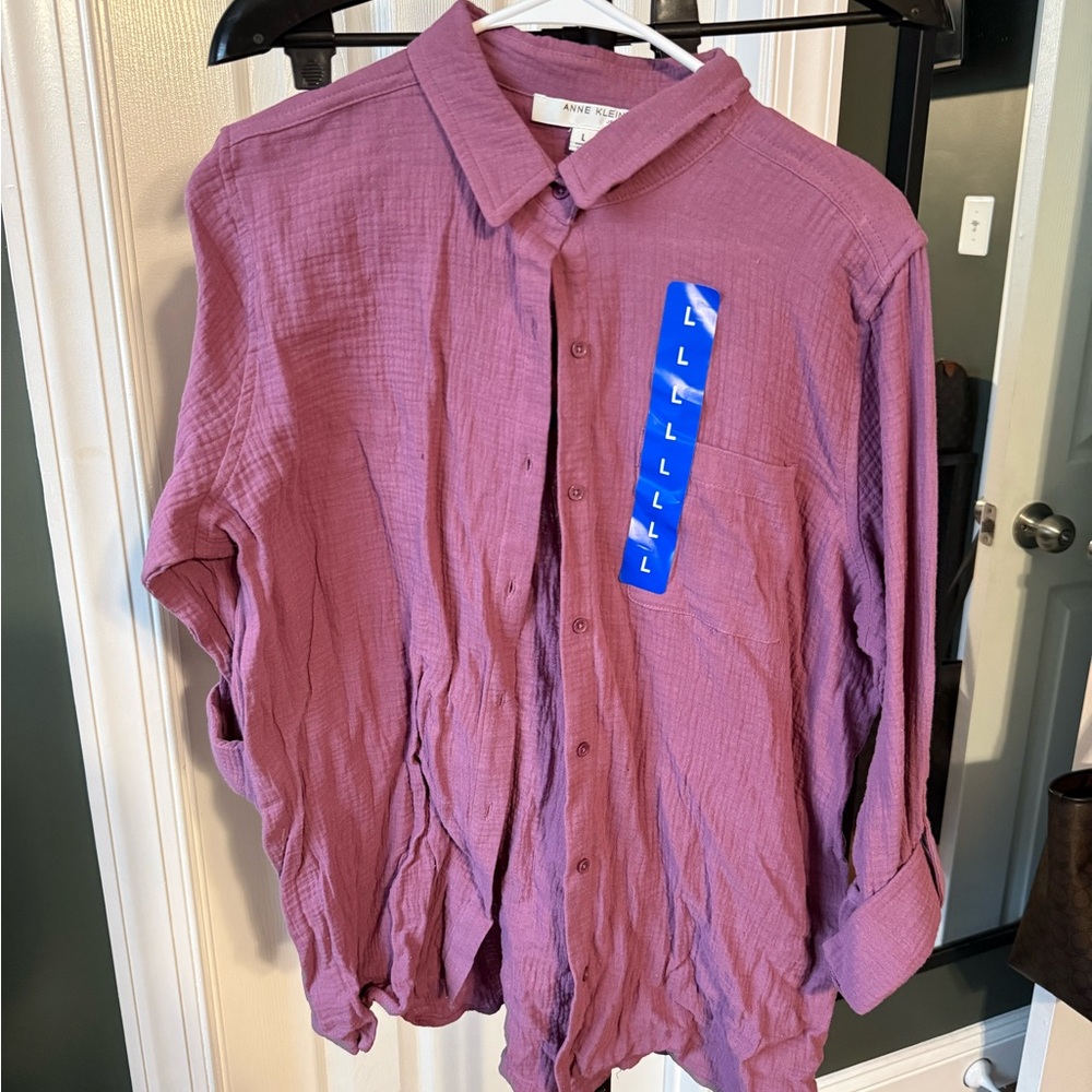 Anne Klein Women's Mauve Button-Down Shirt
